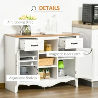 HOMCOM 42" Sideboard Buffet Cabinet, Accent Kitchen Cabinet with Storage Drawers and Adjustable Shelves for Living Room, White(m-6)