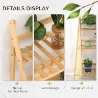Outsunny 3-Tier Plant Stand, Plant Shelf Rack, Folding Bamboo Display Stand, 98x37x96.5cm, Natural(m-6)