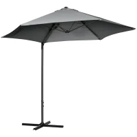 Outsunny 8.5FT Outdoor Cantilever Roma Parasol with 360° Rotation and Cross Base, Offset Patio Umbrella for Garden, Dark Grey(m-2)