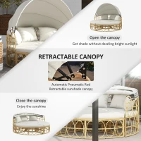 Outsunny Patio Furniture Set, Round Outdoor Daybed with Retractable Canopy(m-5)