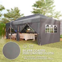 Outsunny 10' x 20' Pop Up Canopy Tent Outdoor Portable Easy Up Party Tent Garden Shade Shelter with Walls Carrying Bag, Black(m-5)