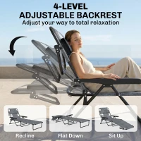 Outsunny Folding Lounge Chair w/ Reclining Back, Mixed Grey(m-5)