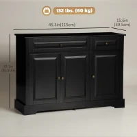 HOMCOM Modern Sideboard Cabinet, Buffet Cabinet with 2 Drawers and Adjustable Shelves, Buffets Tables for Dining Room, Black(m-3)