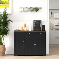 HOMCOM Modern Sideboard Cabinet, 41" Kitchen Buffet Cabinet with Drawer, Adjustable Shelf, 3 Doors for Dining Room, Black(m-8)