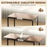 HOMCOM 7-Piece Industrial Dining Table Set for 4-6 Kitchen Table and Armless Chairs, Brown Wood Grain(m-5)
