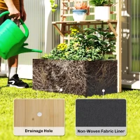 Outsunny Wooden Raised Garden Bed with Trellis and Roof, Elevated Planter Box with 2 Shelves, Drainage Hole and Liner, Natural(m-7)