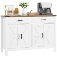 HOMCOM Sideboard Buffet Cabinet, Farmhouse Kitchen Storage Cabinet w/ 2 Drawers and Shelves for Living Room, Entryway(m-9)