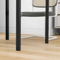 HOMCOM Square Kitchen Table for 2-4 People, Dining Table with Glass Top and Steel Legs for Dining Room, Black(m-7)