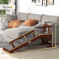 PawHut Wooden Dog Ramp with Removable Guardrails, Non-Slip Surface, 49" Long, Brown(m-7)