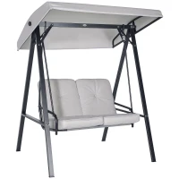 Outsunny 2-Seater Outdoor Porch Swing with Adjustable Canopy, Patio Swing Chair for Garden, Poolside, Backyard, Grey(m-9)