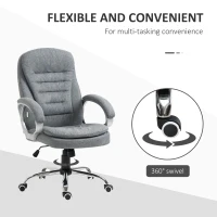 Vinsetto High Back Home Office Chair Executive Computer Chair with Adjustable Height, Upholstered Thick Padding Headrest and Armrest - Grey(m-6)