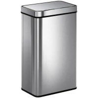 HOMCOM 15.9 Gallon (60 L) Sensor Can, Automatic Garbage Can with Soft-Close Lid, Fingerprint-Proof Stainless Steel, Silver(m-9)
