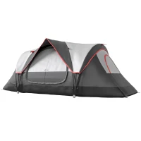 Outsunny Camping Tent for 6 Man with 2000mm Waterproof Rainfly and Carry Bag for Fishing Hiking Festival, Dark Grey(m-2)