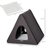 PawHut Heated Cat House A-Frame Pet Shelter with Zippered Water-resistant Roof for Indoor and Outdoor(m-3)