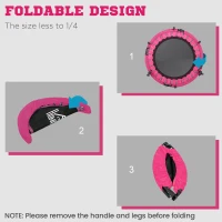 Soozier 40" Foldable Mini Fitness Trampoline, with Adjustable Foam Handle, Pink(m-5)