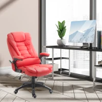 HOMCOM Adjustable Heated Ergonomic Massage Office Chair Swivel Vibrating High Back Faux Leather Executive Chair(m-19)