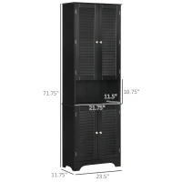 HOMCOM Tall Narrow Bathroom Storage Cabinet with Doors and Shelf Adjustability, Black(m-3)