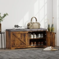 HOMCOM Shoe Storage Bench with Padded Seat, Entryway Bench Holds up to 352 lb, Shoe Organizer, 8 Pairs, Rustic Brown(m-1)