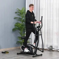 Soozier 2- IN -1 Elliptical Machine Magnetic Cardio Workout Exercise Bike Cross Trainer with 8 Level Resistance, LCD Digital Monitor, Pad Phone Holder for Home Office Gym, 220lbs Weight Capacity(m-10)
