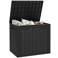 Outsunny 30 Gallon Deck Box, Resin Outdoor Storage Box with Handles, Waterproof and UV Resistant Storage Container(m-9)