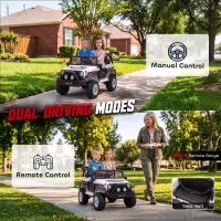 Qaba 12V 2-Seater Ride on Truck Car with Dual Motors, Remote, Soft Start, 4-Wheel Suspension, Lights, Music, USB, Horn, White(m-5)