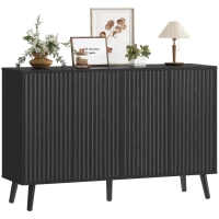 HOMCOM Buffet Cabinet with Storage, Modern Fluted Sideboard with Adjustable Shelves for Dining Room Living Room, Black(m-9)