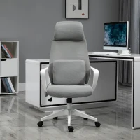 Vinsetto Ergonomic Home Office Mesh Desk Chairs, Computer Task Chair with Massage Lumbar Cushion, Adjustable Seat & Headrest,  Rocking Function, Grey(m-12)