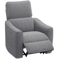 HOMCOM Power Recliner Chair, Chenille Upholstered Recliner Chair with USB Ports, Footrest, Dark Grey(m-9)