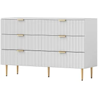 HOMCOM Modern Chest of Drawers 6 Drawer Dresser for Bedroom with Gold Legs and Handles, White(m-2)