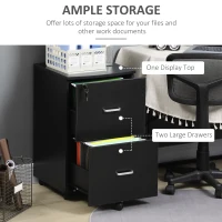 Vinsetto 2 Drawer File Cabinet with Lock, Small Rolling Filing Cabinet for A4, Letter-Size Documents, Printer Stand for Home Office, 17" x 17.75" x 28.25", Black(m-5)