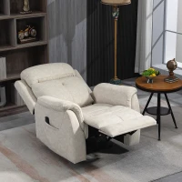 HOMCOM Manual Recliner Chair with Vibration Massage, Reclining Chair for Living Room with Side Pockets, Beige(m-7)
