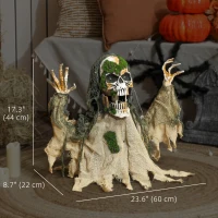 Outsunny Halloween Animated Skeleton with Glowing LED Eyes, Animatronic Halloween Decorations, Battery Operated(m-3)