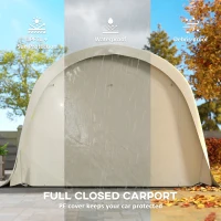 Outsunny 12' x 23.6' Heavy Duty Carport, UPF50+ Portable Garage Car Canopy Tent with Galvanized Frame, Large Door, Beige(m-4)