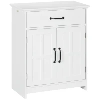 kleankin Bathroom Storage, Bathroom Cabinet with 2 Doors, Adjustable Shelves for Living Room Kitchen, 23.6"x11.8"x29.5", White(m-2)