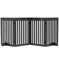 PawHut 80" Extra Wide Freestanding Pet Gate with Support Feet, Black(m-9)