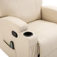 HomCom Faux Leather Heated Massage Recliner Chair with Remote - Cream White(m-7)