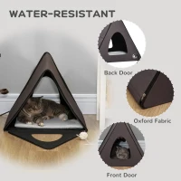 PawHut Heated Cat House A-Frame Pet Shelter with Zippered Water-resistant Roof for Indoor and Outdoor(m-6)