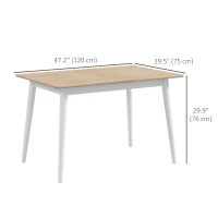HOMCOM 47" x 30" Dining Table, Farmhouse Dining Room Table with Pine Wood Frame, Space Saving Kitchen Table, Natural(m-3)
