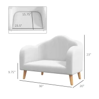 Qaba 2 Seater Kids Sofa with Soft Foam Padded, Anti-Tipping Design, White(m-3)