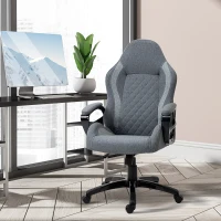 Vinsetto Ergonomic Home Office Chair High Back Task Computer Desk Chair with Padded Armrests, Linen Fabric, Swivel Wheels, and Adjustable Height, Grey(m-10)