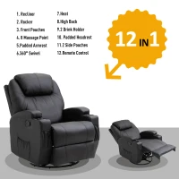 HOMCOM Faux Leather Heated Massage Recliner Chair with Remote - Black(m-4)