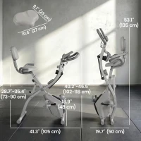 Soozier 3 in 1 Folding Exercise Bike, Foldable Stationary Bike with 8-Level Magnetic Resistance, Adjustable Seat, Grey(m-3)