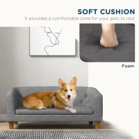 PawHut Raised Dog Sofa, Elevated Pet Sofa for Small Medium Dogs, Gray(m-4)