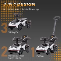 Aosom Toddler Push Car, Lamborghini Stroller Walking Car Age for 1-3, White(m-5)