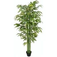 HOMCOM 6 FT Artificial Tree Bamboo Tree Fake Plants in Pot for Home Office Living Room Decor, Green(m-2)