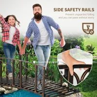 Outsunny 6' Metal Arch Backyard Garden Bridge with 660 lbs. Weight Capacity, Safety Siderails, Vine Motifs, Easy Assembly, Brown(m-5)