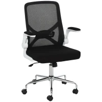 Vinsetto Ergonomic Mesh Office Chair Rocking Swivel Computer Task Desk Chair with Folding Backrest, Lumbar Support, Flip-up Arms and Adjustable Height, Black(m-1)