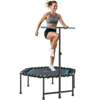 Soozier 45" Rebounder Trampoline for Adult, Quiet Bungee Rebounder with Adjustable Handle, Blue(m-8)