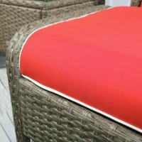 Outsunny 5 Pieces Rattan Wicker Lounge Chair Outdoor Patio Conversation Set w/ Cushioned Chairs, Ottomans and Tempered Glass Top(m-8)