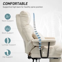 HOMCOM Executive Office Chair with Lumbar Support, Footrest, High Back Reclining Overstuffed Desk Chair with, Cream White(m-4)